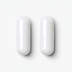 Wall Mural - Isolated transparent background featuring empty pill capsules. A modern, realistic mockup of a pharmaceutical capsule, medical tablet, antibiotic, or herbal drug in a closed clear glass or plastic