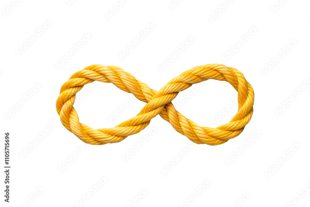 Yellow rope in shape of infinity symbol sign on transparent background ...