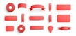 © neiros - Blank clothing tags, fashion labels with seams. Empty red fabric badges for shirts, dresses, and apparel, featuring stitches, isolated on a transparent background, modern and realistic set.