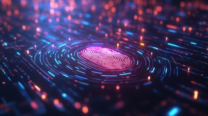 A glowing fingerprint scan with a secure confirmation message.