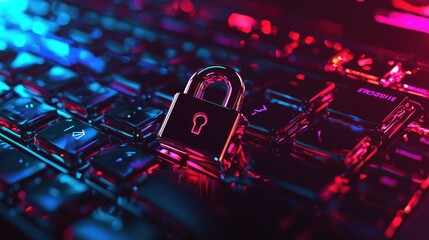 A padlock on a keyboard symbolizing internet security and data protection.