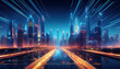 © Fazila - Nighttime view of a technologically advanced city with sleek