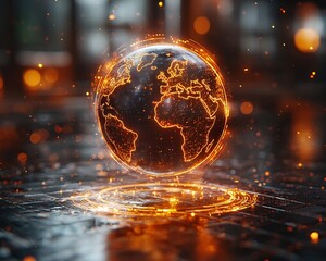 Sticker - holographic globe projecting global communication and technology
