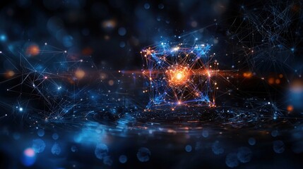 Leinwandbilder - Quantum computing visualization digital realm abstract art futuristic environment close-up view innovative technologies