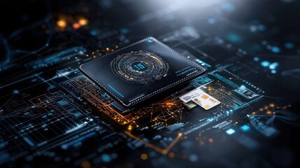 Aufkleber - Cybersecurity infographic aerial view of preventive measures & modern technology for digital environments