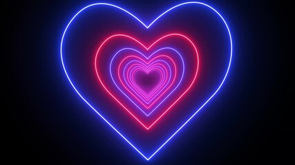 Wall Mural - beautiful abstract hearts tunnel with light lines moving fast. different colors rainbow animation. 4