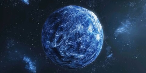 Wall Mural - blue planet in space with a lot of stars. the planet is surrounded by a lot of space and the stars a
