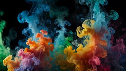 Wall Mural - colorful smoke swirling in an elegant, abstract, vibrant way.