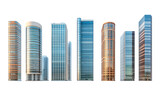 Isolated Skyscrapers with Glass Walls and Transparent Background