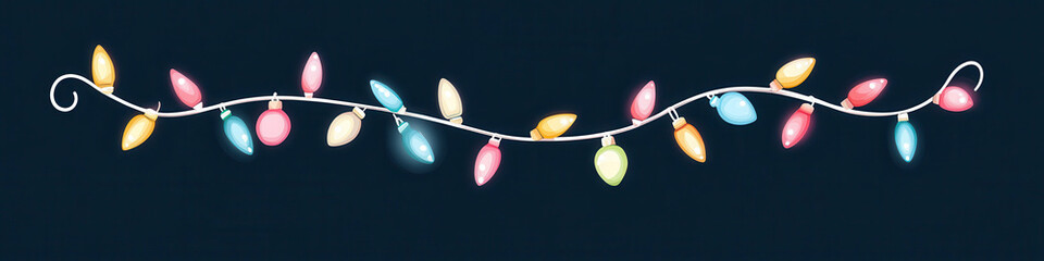 Wall Mural - illustration of colorful christmas lights on a dark background