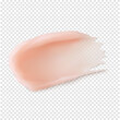 © Olha Kozachenko - Pink lip balm stroke swatch. Skincare texture lip mask beauty product smear realistic vector illustration