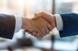 © AlAfiq - Professional Businessmen Engaging in a Firm Handshake to Symbolize Partnership and Cooperation in a Bright Modern Office Environment