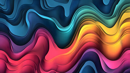 Wall Mural - Dynamic abstract swirls digital art colorful waves virtual space artistic perspective motion in design