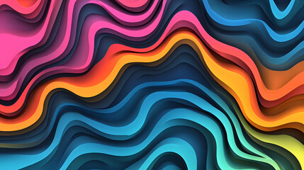 Wall Mural - Vibrant abstract waves digital art colorful patterns modern design artistic viewpoint visual harmony