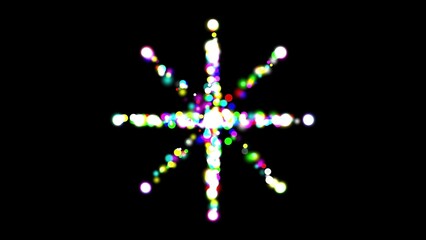 Wall Mural - Beautiful illustration of sparkle shape with colorful bokeh particles on plain black background
