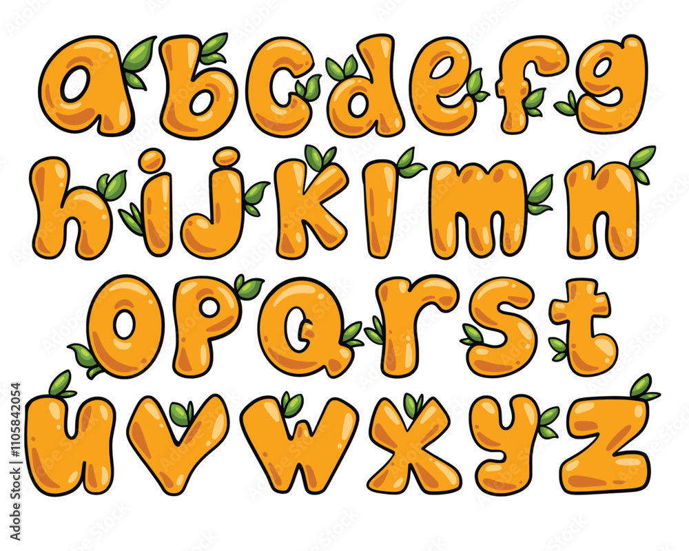 orange font shaped alphabet set Stock Vector | Adobe Stock