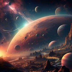 planets background wallpaper template graphic resource