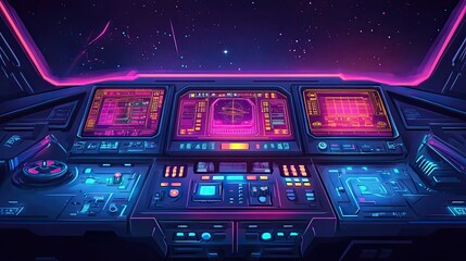 Futuristic Spaceship Cockpit Control Panel Design