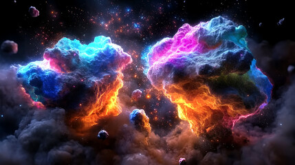 surreal cosmic explosion of colorful stars
