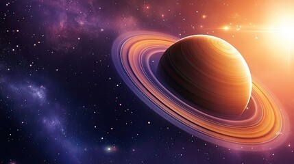 Wall Mural - a gaseous planet with rings in space