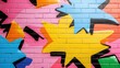 © Faizal - Vibrant Colorful Graffiti Stars on Pink Brick Wall Artwork