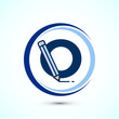 © BakiBullah - Initial alphabet O with a pencil icon. Logo for education, student or corporate identity