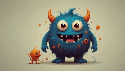 Sticker - Cute monster illustration on a light background.