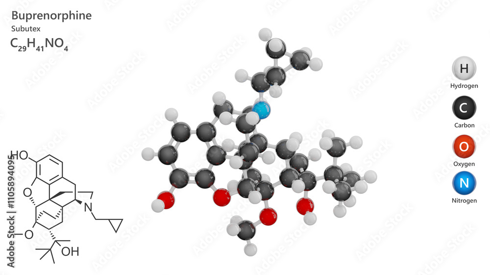 molecule-buprenorphine-drug-molecular-structure-formula-c29h41no4