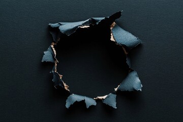 Wall Mural - a close-up torn paper revealing dark background, showcasing texture contrast, perfect creative desig