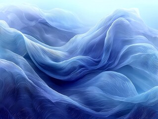 Wall Mural - vibrant gradient waves flowing across the screen in shades of blue
