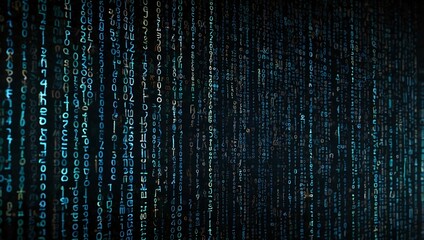 Digital data flowing in a matrix of binary code.