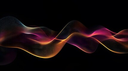 Wall Mural - abstract colorful waves flowing dark background