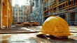 © Anoo - Exciting construction site featuring a yellow hard hat alongside ongoing building development on a bright day