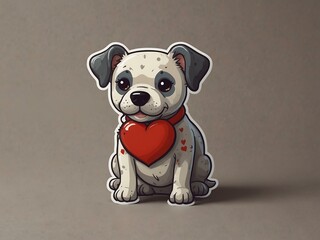 Sticker - Dog with heart stickers illustration.