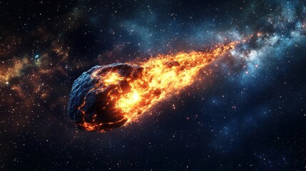 fiery comet blazing across the cosmic canvas