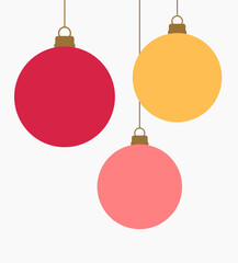 Wall Mural - christmas baubles hanging ornaments. christmas card design elements. vector illustration.