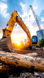 © Yuliia - A yellow excavator is working on a construction site