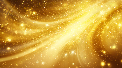 Poster - Stunning golden festive background shines with light, glitter, and stars, creating a magical atmosphere perfect for celebrations and holidays