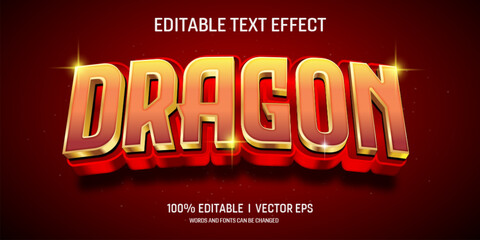 Wall Mural - dragon vector 3d text effect with modern style design