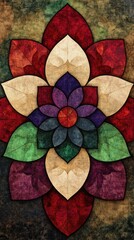 Poster - A vibrant floral mandala design featuring layered petals in various colors.