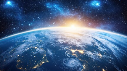 stunning view of earth from space at sunrise