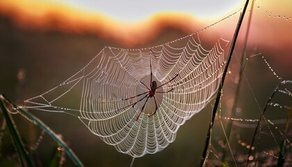 spider web with dew drops
