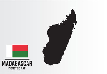 Madagascar vector map with flag next to it. Madagascar map with national flag isolated on white background. Vector illustration	
