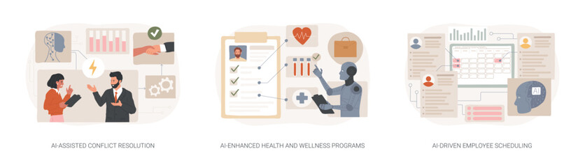 Wall Mural - artificial intelligence in human resources abstract concept vector illustrations.