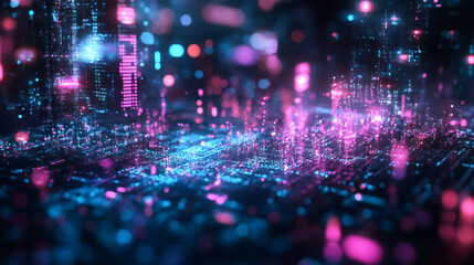 Aufkleber - Futuristic cityscape with data streams flowing, creating a stunning visualization of cyberspace
