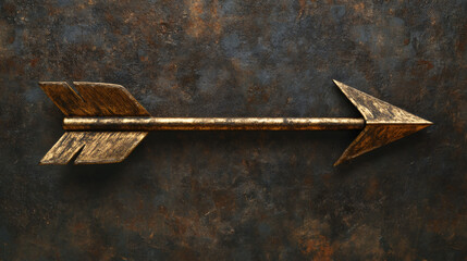 Aufkleber - Golden arrow pointing right against dark textured backdrop, representing guidance, intent, and drive