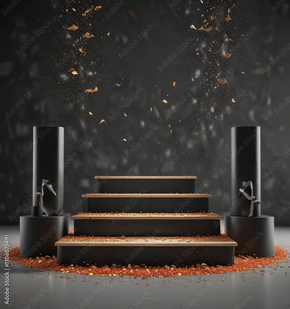 Podium with confetti for first, second, and third place, ranking ...