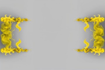 Wall Mural - playful yellow smoke burst border isolated on white surface for striking background design