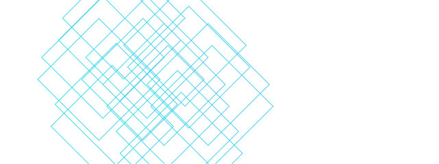 Fototapete - Light Ornament Technology Vector Panoramic. luxury blue line background. Minimalistic seamless white and blue pale geometric pattern. Monochrome concept with  diamond pattern 