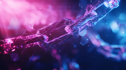 Aufkleber - Creating a secure and futuristic network with blockchain technology and glowing neon lights